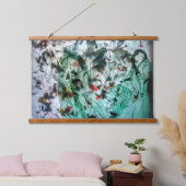 落ち着いた青い抽象芸術ウッドトップウォールタペストリー、居心地の良い 吊り下げ型タペストリー (寝室)