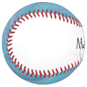 落ち着いた青い抽象芸術 | カッコいいターコイズアクア ソフトボール (正面左)