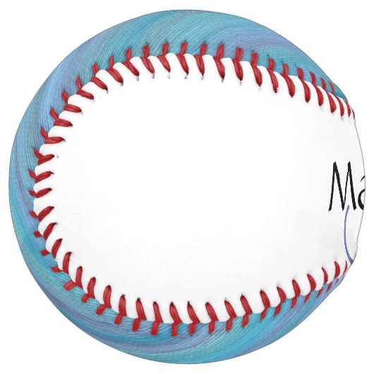 落ち着いた青い抽象芸術 | カッコいいターコイズアクア ソフトボール (正面左)