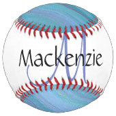 落ち着いた青い抽象芸術 | カッコいいターコイズアクア ソフトボール (正面)