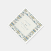 落ち着いた青灰色の幾何学的な山並み スタンダードカクテルナプキン (角)
