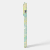 落ち着いた黄色とアクアマリンのiPhone/iPadケース iPhoneケース (左側面)