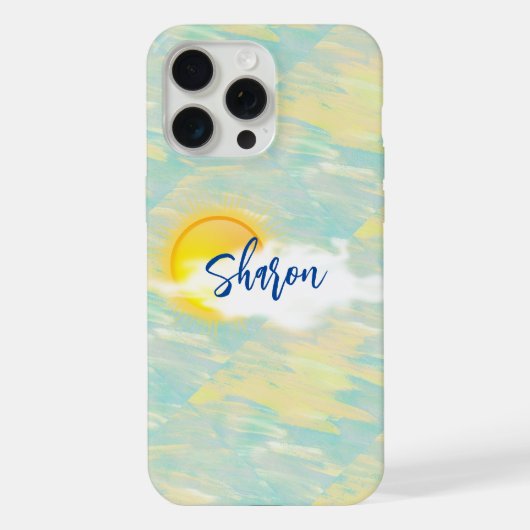 落ち着いた黄色とアクアマリンのiPhone/iPadケース iPhoneケース (裏面)