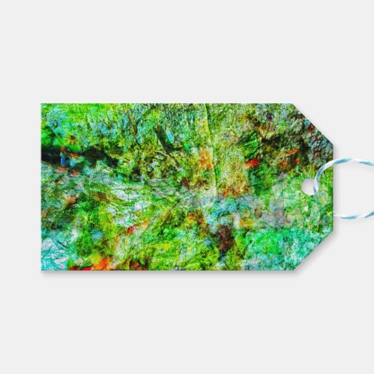 落ち着いた黄色のアブストラクト ギフトタグ、輝く黄色のアート ギフトタグ (正面(横))