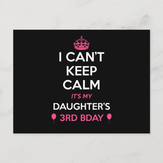 落ち着いてられない、娘の3歳の誕生日なんだから！ ポストカード (正面)