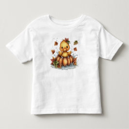 落ち着いてカボチャで遊ぶ秋のアヒル トドラーTシャツ