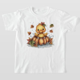 落ち着いてカボチャで遊ぶ秋のアヒル Tシャツ