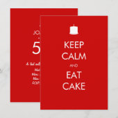 落ち着いてケーキを食べよう 50歳の誕生日パーティー招待状 招待状 (正面/裏面)