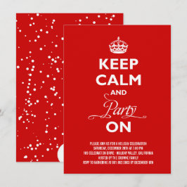 「落ち着いてパーティーを楽しんで」面白いホリデー新年の夜 招待状