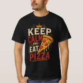 落ち着いてピザを食べろ ビンテージ Tシャツ (正面)