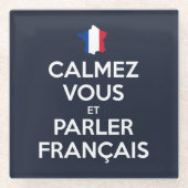 落ち着いてフランス語を話して ガラスコースター (正面)