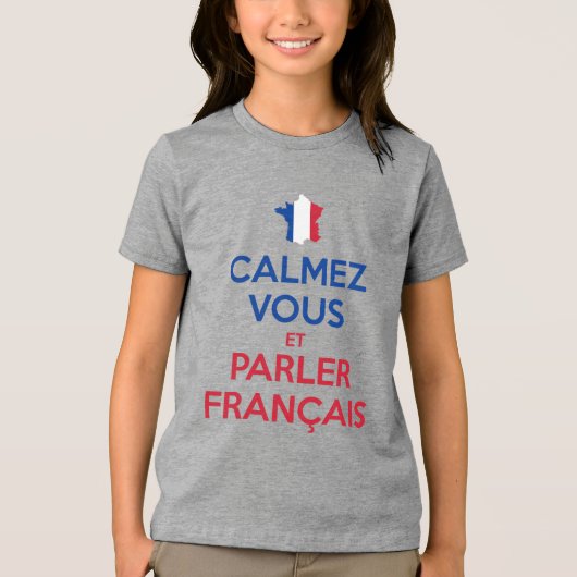 落ち着いてフランス語を話して トライブレンドTシャツ (正面)