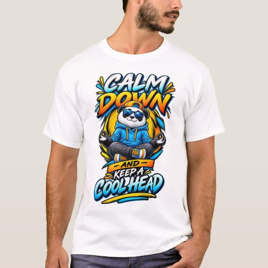 落ち着いて冷静なパンダ Tシャツ (正面)