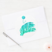 落ち着いて気持ちを落ち着かせる肯定タイポグラフィ引用文ティール(緑がかった色) ラウンドシール (封筒)