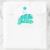 落ち着いて気持ちを落ち着かせる肯定タイポグラフィ引用文ティール(緑がかった色) ラウンドシール (バッグ)