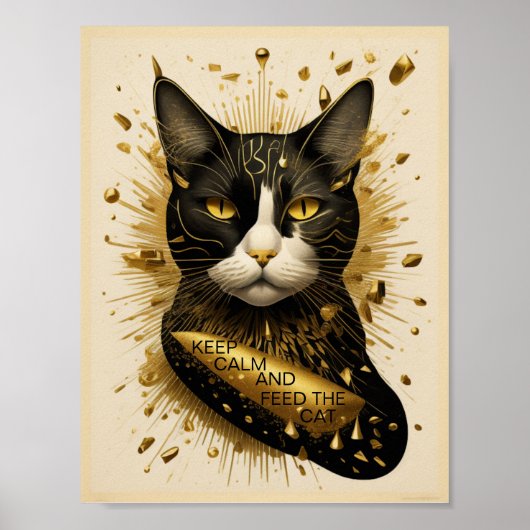 落ち着いて猫食べ物を与えのアートを見る ポスター (正面)