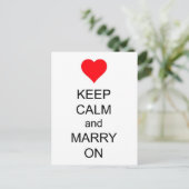 落ち着いて結婚しよう 赤いハート ポストカード (スタンド正面)