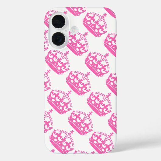 落ち着いて行動しよう ピンクの王冠 白背景 Case-Mate iPhoneケース (裏面)