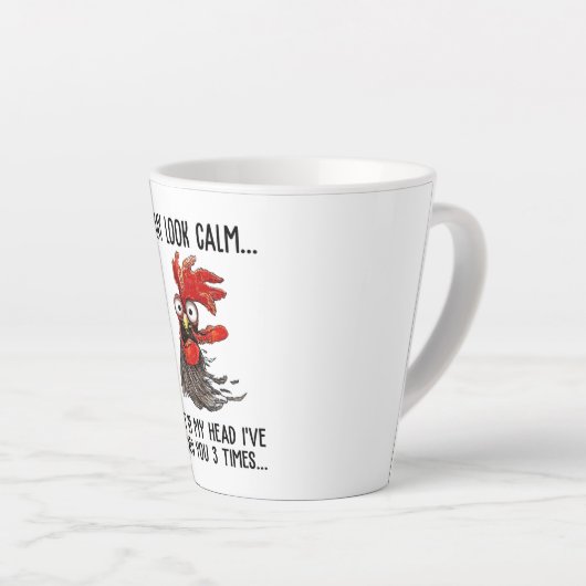 落ち着いて見えるかもしれないが、頭を3回つついた カフェラテマグ (右アングル)