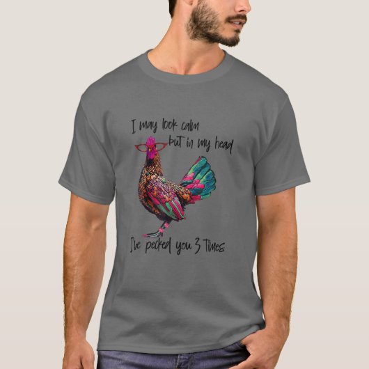 落ち着いて見えるけど頭の中で3Tキツキをした Tシャツ (正面)