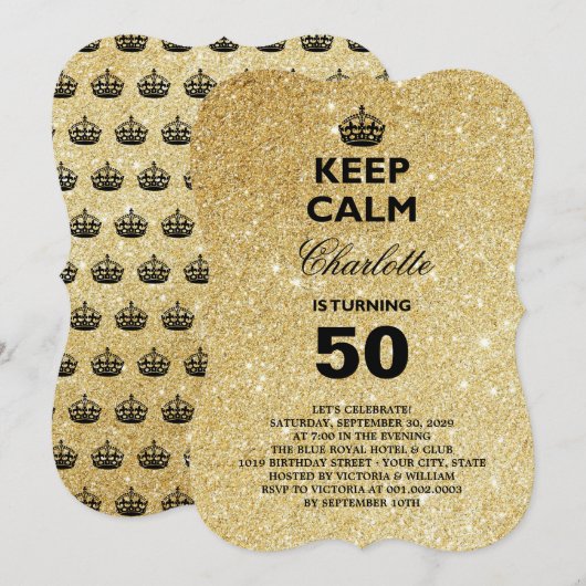 落ち着いて輝きのマイルストーン誕生日パーティー招待状 招待状 (正面/裏面)