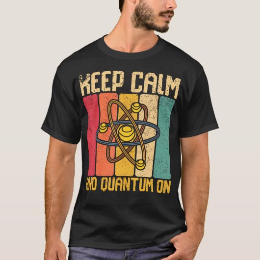 落ち着いて量子のまま レトロ科学 Tシャツ (正面)