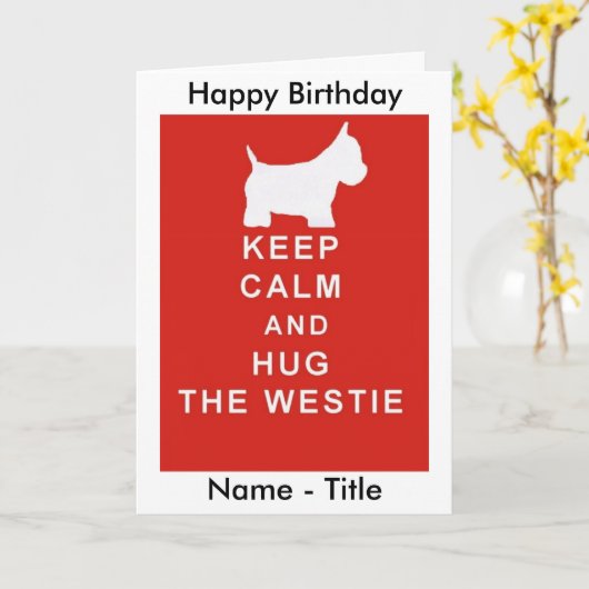 落ち着いて ウェスティの誕生日カード 妻から夫へ カード (黄色い花)