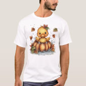 落ち着いて、カボチャで遊ぶ秋のアヒル Tシャツ (正面)