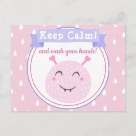 落ち着いて！手を洗おう！コロナウイルスを止めよう ポストカード
