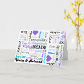 落ち着いリラックスて言前向き葉のタイポグラフィ カード (黄色い花)