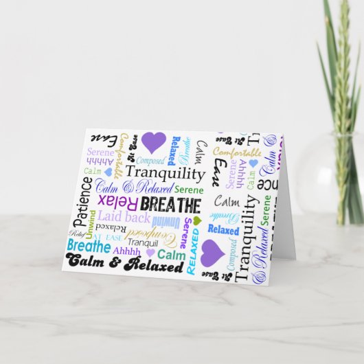 落ち着いリラックスて言前向き葉のタイポグラフィ カード (正面)