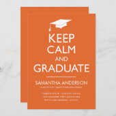 落ち着い保て卒業招待状-オレンジ 招待状 (正面/裏面)