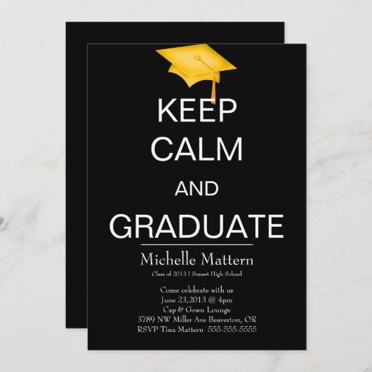 落ち着い保て大学院の招待状 招待状 (正面/裏面)