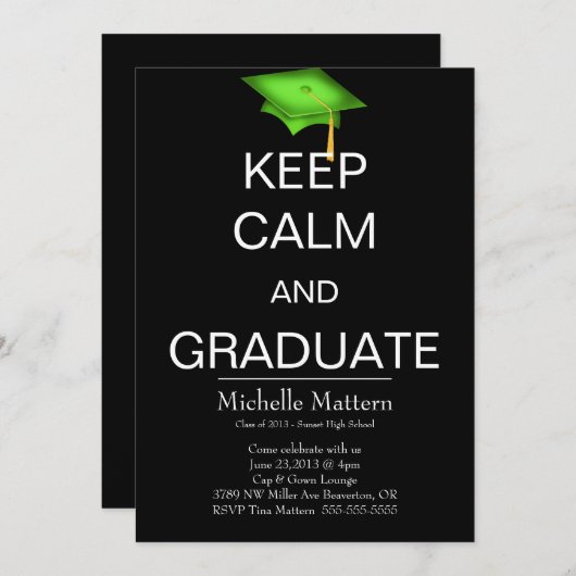 落ち着い保て大学院の招待状 招待状 (正面/裏面)