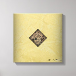 落ち着きクリームとブラックポーロックスタイルアーモダント キャンバスプリント