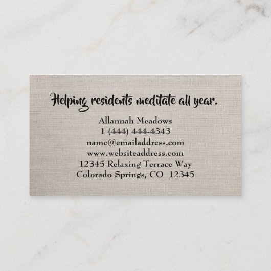 落ち着きリネン竹ヨガインストラクター名刺 名刺 (裏面)