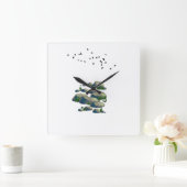 落ち着き自然イラストレーション壁時計 スクエア壁時計 (ホーム)