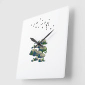 落ち着き自然イラストレーション壁時計 スクエア壁時計 (傾斜)