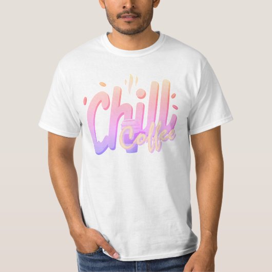 落ち着くコーヒーの文字デザイン コーヒー好きな人へ Tシャツ (正面)
