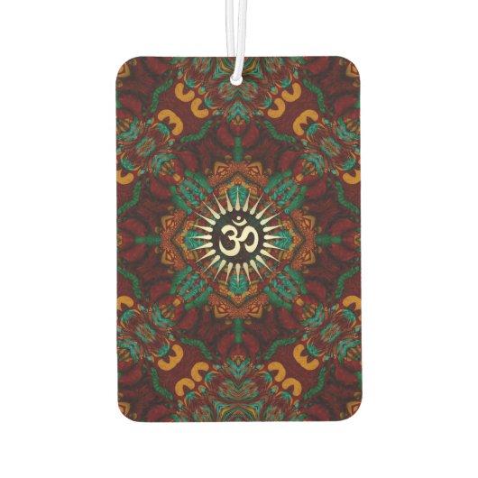 落ち着く地球ろうけつ染め金ゴールドオムメディテーション記号 カーエアーフレッシュナー (裏面)