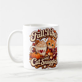 落ち着く秋と猫のぬくもり あたたかな秋の猫マグカップ コーヒーマグカップ