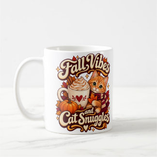 落ち着く秋と猫のぬくもり あたたかな秋の猫マグカップ コーヒーマグカップ