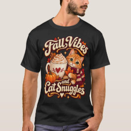 落ち着く秋と猫のぬくもり コーシーな秋の猫 Tシャツ
