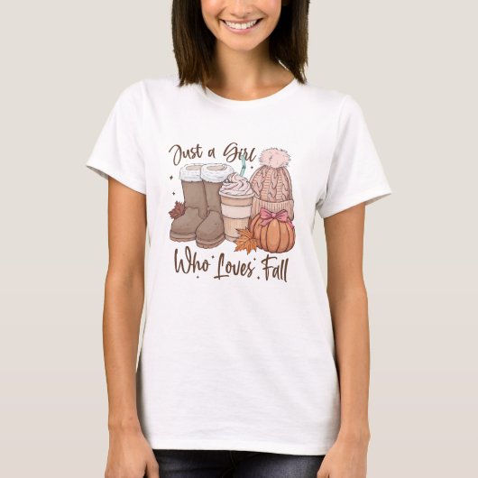落ち着く秋を愛する女性 Tシャツ (正面)