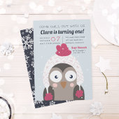 落ち着く |かわいい冬フクロウ誕生日パーティー 招待状