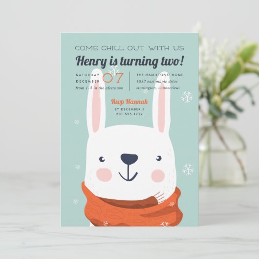 落ち着く |冬うさぎの誕生日パーティー 招待状 (スタンド正面)