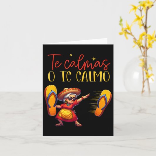 落ち着けよ、俺を落ち着かせろ - 面白いスペイン語の母の表現 カード (黄色い花)