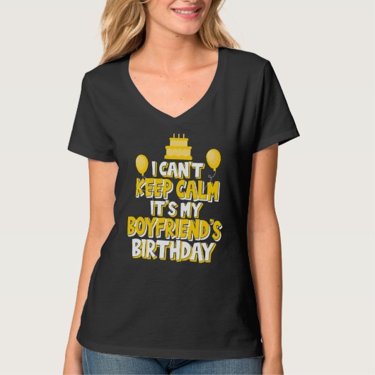 落ち着け保ない彼氏の誕生日セル Tシャツ (正面)