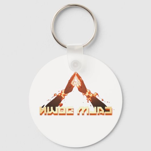 落ち着け！鏡イメージの反転タイポグラフィ キーホルダー (正面)