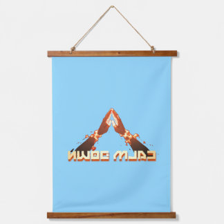 落ち着け！鏡イメージの反転タイポグラフィ 吊り下げ型タペストリー